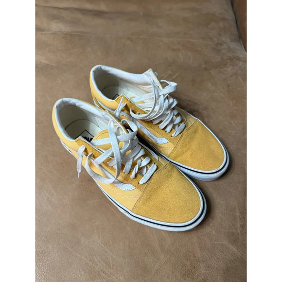 Vans Old Skool Classic Low Gray Suede Pro Skate Shoes Yellow Mens Size 10 - Picture 3 of 8